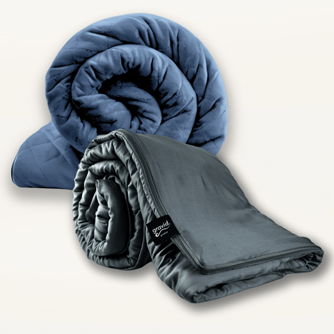 Night Owl Bundle - Size: TWIN 60x80 Weight: 15 lb Colours: Dusk Blue UltraPlush + Grey Breeze by Gravid