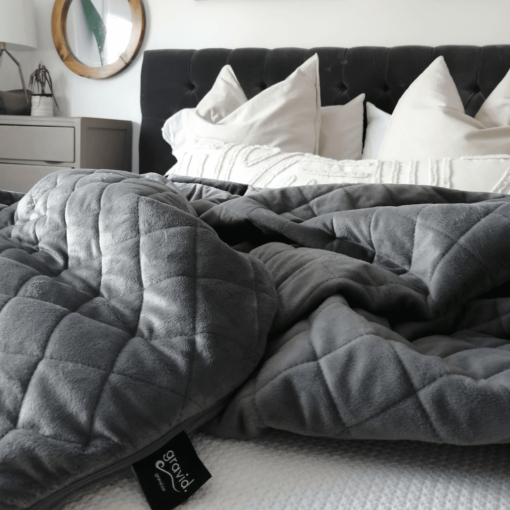UltraPlush Weighted Blanket - Size: TWIN 60x80 Weight: 15 lb Colour: Grey by Gravid